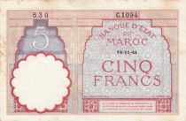 Maroc 5 Francs 14-11-1941 - TTB - Série C.1094 - P.23Ab