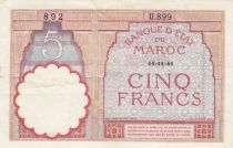 Maroc 5 Francs 14-11-1941 - TTB - Série U.899 - P.23Ab