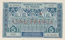 Maroc 5 Francs Ornements - 1924 - Série R.4044 - TTB + - P.9