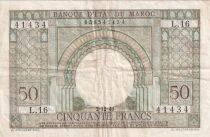 Maroc 50 Francs - Arches - D&eacute;cor oriental - 02-12-1949 - S&eacute;rie L.16