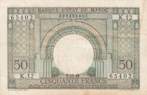 Maroc 50 Francs Porte, décor oriental - 02-12-1949 - TTB - Série K.12-65402 - P.44