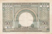 Maroc 50 Francs Porte, décor oriental - 02-12-1949 - TTB - Série K.12-65407 - P.44