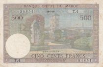 Maroc 500 Francs Vue Jardin Hassan à Rabat - 18-07-1949 - TTB - Série T.4 - P.46