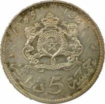 Maroc Hassan II - 5 Dirhams Argent - 1384 AH (1965) Paris