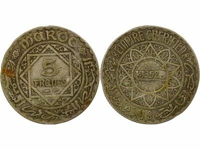 Maroc Mohammed V - 5 Francs Argent - 1352 AH /(1933 / 1934) Paris