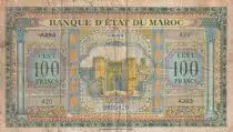 Marocco 100 Francs - Meknes - 01-08-1943 - Serial A.393 - P.27A