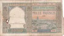 Marocco 1000 Francs - City and Minaret - 01-02-1921- Serial X.1 - G - P.16a