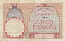 Marocco 5 Francs - 14-11-1941 - P.23A