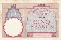 Marocco 5 Francs 14-11-1941 - VF  - Serial  C.1094 - P.23Ab