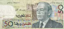 Marocco 50 Dirhams - Hassan II - Mounted Milicia charging - 1987 - P.64a