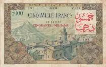 Marocco 50 Dirhams on 5000 Francs OVERPRINT 02-04-1953 - Serial V.425 - VF - P.51