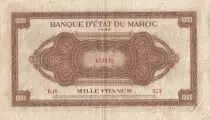 Marokko 1000 Francs Brown - ABNC - 01-05-1943 - Serial D.19