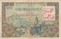 Marokko 50 Dirhams on 5000 Francs OVERPRINT 02-04-1953 - Serial Y.441 - aFine- P.51