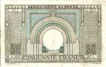 Marokko 50 Francs 28-10-1947 - Fine- Serial A.3037 - P.21