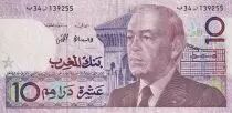 Marruecos 10 Dirhams - Hassan II - 1987 - VF to XF - P.63b
