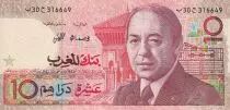 Marruecos 10 Dirhams - Hassan II - Musical instrument - 1987 - AU - P.60b