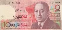 Marruecos 10 Dirhams - Hassan II - Musical instrument - 1987 - XF to AU - P.60b