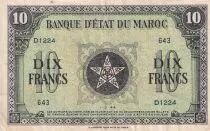 Marruecos 10 Francs - 01-03-1944 - VF - Serial D.1224- P.25