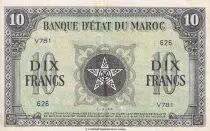 Marruecos 10 Francs - 01-03-1944 - XF - Serial V.781 - P.25