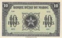 Marruecos 10 Francs - 01-05-1943 - aUNC - Serial C.61 - P.25a