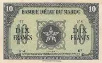 Marruecos 10 Francs - 01-05-1943 - XF - Serial E.7 - P.25a