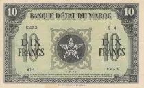 Marruecos 10 Francs - 01-08-1943 - VF - Serial K.243 - P.25b