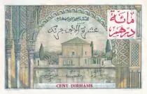 Marruecos 100 Dirhams on 10000 Francs - View of Casablanca - 28-04-1955 - Serial R.989 - P.52