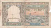 Marruecos 1000 Francs - City and Minaret - 01-02-1921- Serial X.10 - VG - P.16a