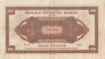 Marruecos 1000 Francs Brown - ABNC - 01-08-1943 - Serial T.111