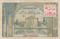 Marruecos 100Dirhams on 10000 Francs OVERPRINT 02-08-1955 - Serial H.815 - F - P.52
