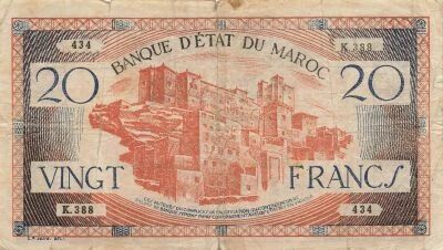 Marruecos 20 Francs - ND (1943) - P.39