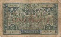 Marruecos 5 Francs - ND (1924) - P.9