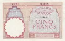 Marruecos 5 Francs 14-11-1941 - XF  - Serial  N.1015 - P.23Ab