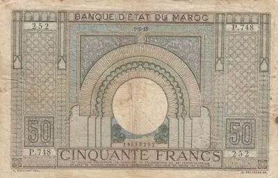 Marruecos 50 Francs - 01-03-1945 - Serial P.748