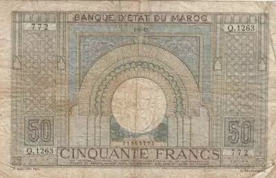 Marruecos 50 Francs - 01-03-1945 - Serial Q.1263