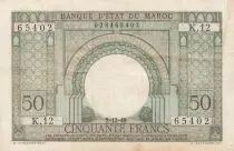 Marruecos 50 Francs Gateway - 02-12-1949 - VF - Serial K.12-65402 - P.44