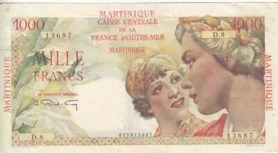 Martinica 1000 Francs - Union fran�aise - ND (1946) - Serial D.8