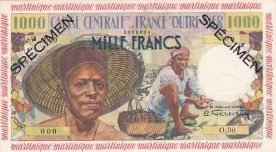 Martinica 1000 Francs Fisherman - Specimen - 1955