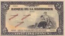 Martinica 25 Francs - Agriculture - ND (1943) - Specimen OOOO - P.17s