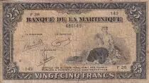 Martinica 25 Francs - Agriculture - ND (1945) - Serial F.28 - P.17