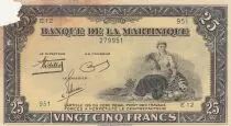 Martinica 25 Francs ND1943 - Woman seated with fruits - Serial E12