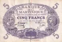 Martinica 5 Francs - Cabasson - Violet - 1901 (1934) - Serial X.283 - P.6
