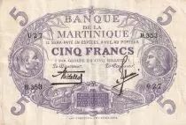 Martinica 5 Francs Cabasson - Purple 1901 (1934) Serial Y.253 - VF - P.6