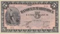 Martinica 5 Francs Liberty - 1942 - S&eacute;rial U.77