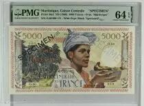 Martinica 5000 Francs Woman with fruits - 1955 Specimen - PMG 64 EPQ