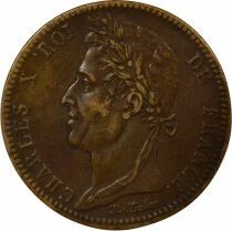 Martinique & Guadeloupe, Charles X - 10 Centimes 1827 H La Rochelle