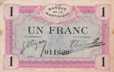 Martinique 1 Franc - Red - Arms of Martinique - 1915 - Series 011620