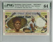 Martinique 1000 Francs Pêcheur - Spécimen - 1955 - PMG 64