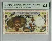 Martinique 1000 Francs P&ecirc;cheur - Sp&eacute;cimen - 1955 - PMG 64