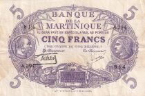 Martinique 5 Francs - Cabasson - Violet - 1901 (1934) - Serial A.294 - P.6